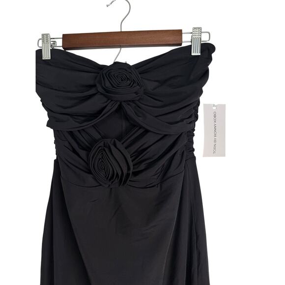 Torn By Ronny Kobo Selena‎ Black Cut Out Flowers Long Bodycon Dress Size S NWT - Picture 5 of 8